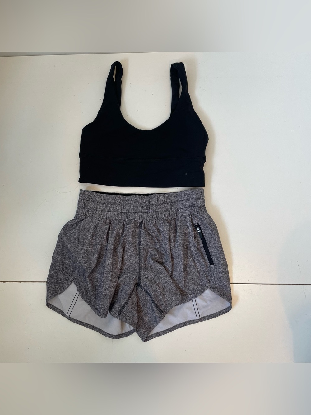 Bundle 2 Lululemon Women’s size 6 Grey Shorts and Reversible Black Sport Bra